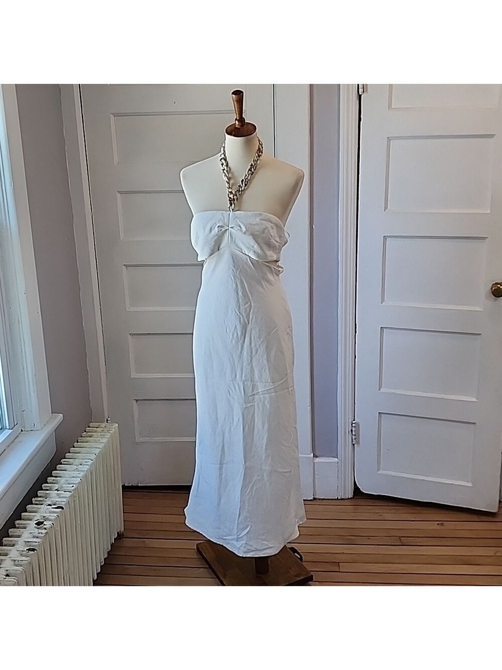 NWT Zara Cut Out Chain Detail White Dress - Picture 9 of 17